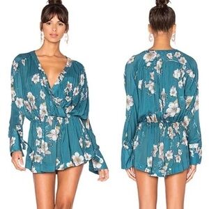 Free People Tuscan Dream Floral Tunic Mini Dress Blouse Size XS